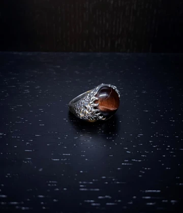 (021)Giovanni Raspini anello argento con pietra quarzo di toro cod: 11312/22