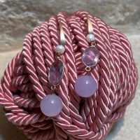 Orecchini argento rosa con ametiste perle e quarzi cod: OR1692