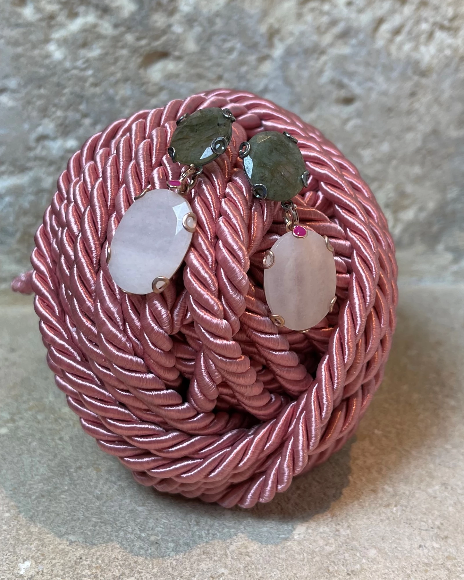 Orecchini argento rosa con pietre semi preziose cod: NCA24