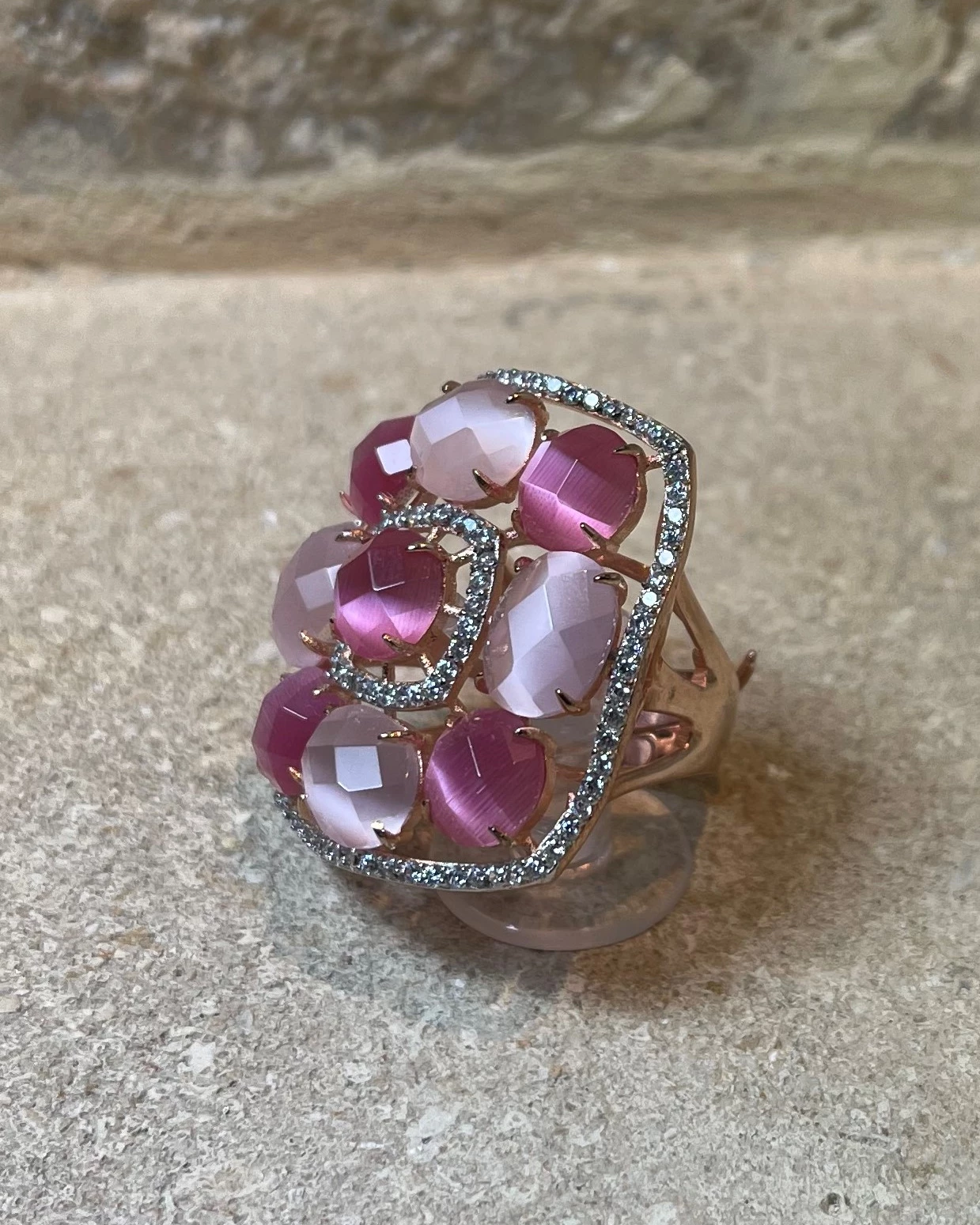 Anello argento rosa con zirconi  cod: kr6047