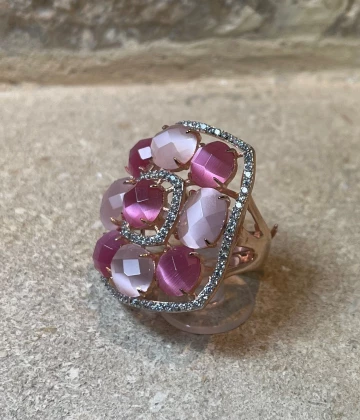 Anello argento rosa con zirconi  cod: kr6047