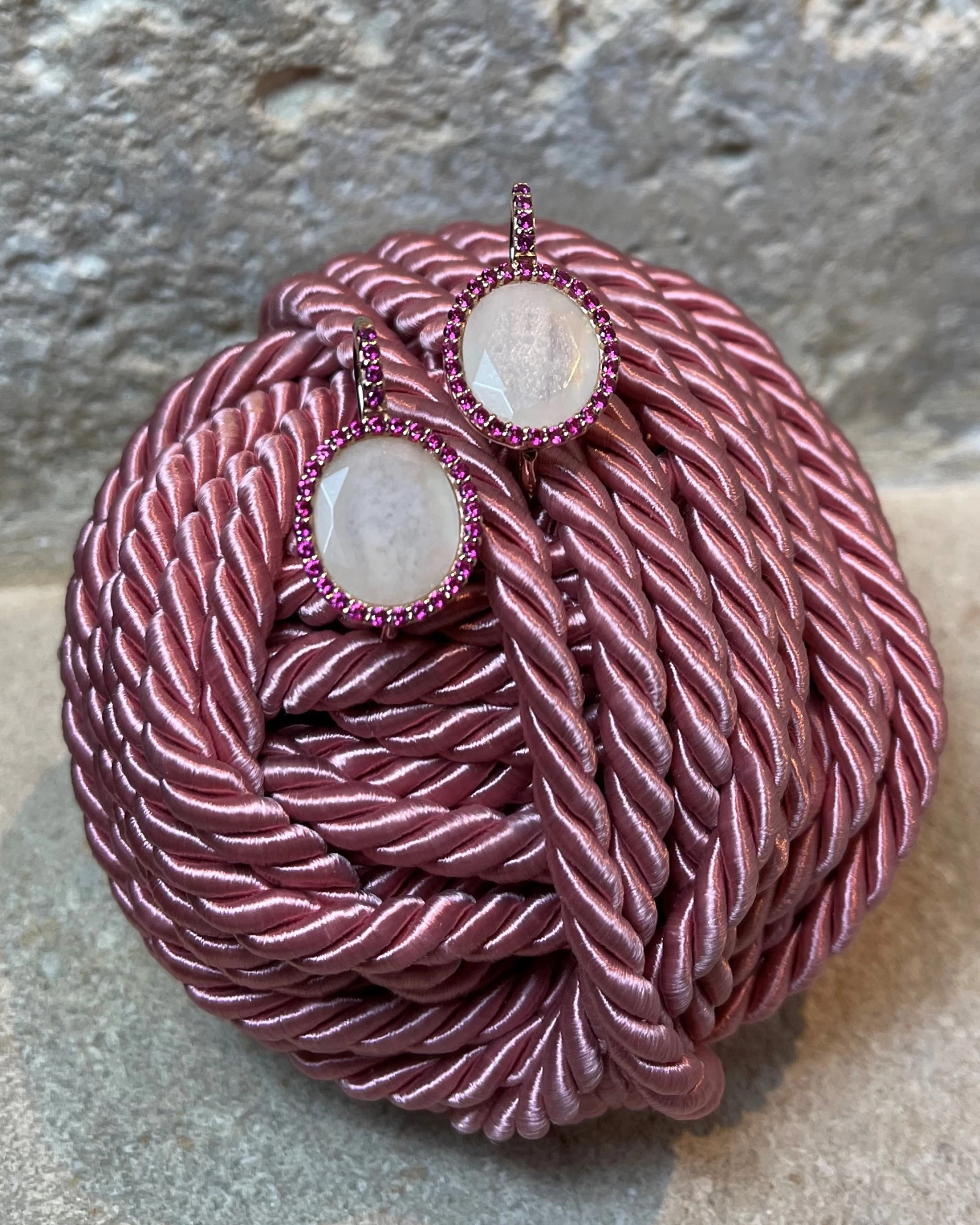 Orecchini argento rosa con quarzo e zirconi cod: ESOR506