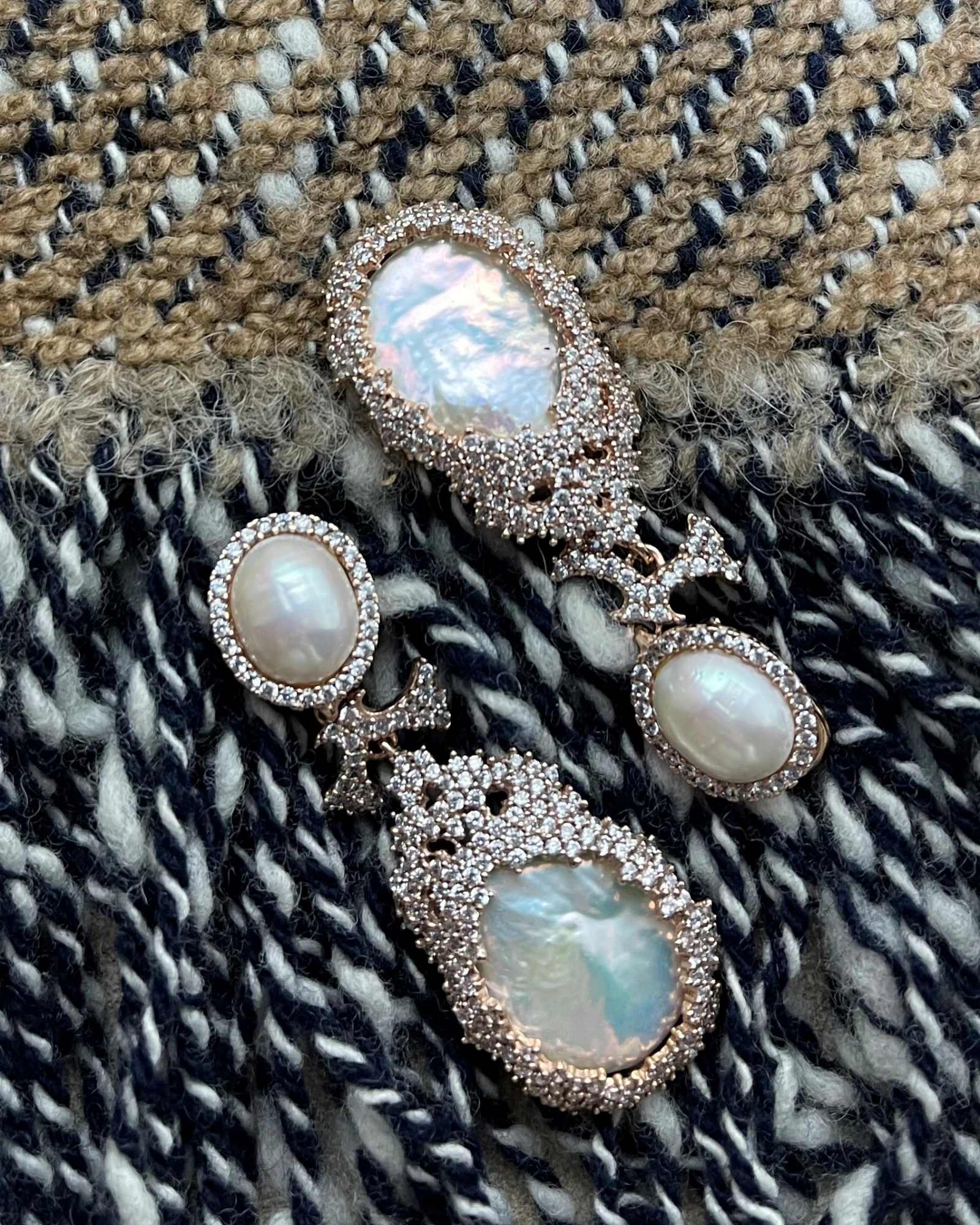 Orecchini argento rosa con perle e zirconi cod: 0197AG7730179J